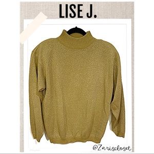 Lise J. Sweater Vintage stunning Y2K style metallic gold sweater Size L